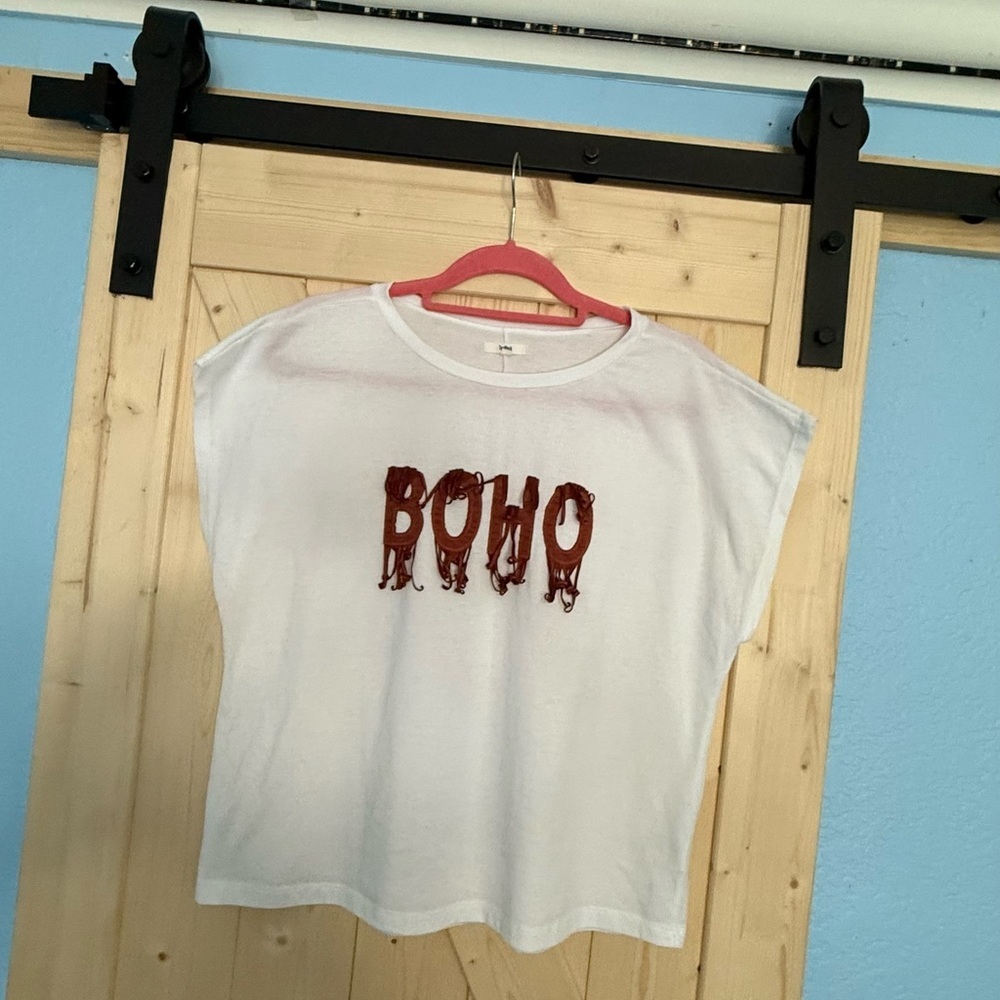 TopMark White "BOHO" Graphic Muscle Tee - Large
